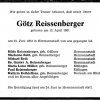 Reissenberger Georg 1901-1972 Todesanzeige